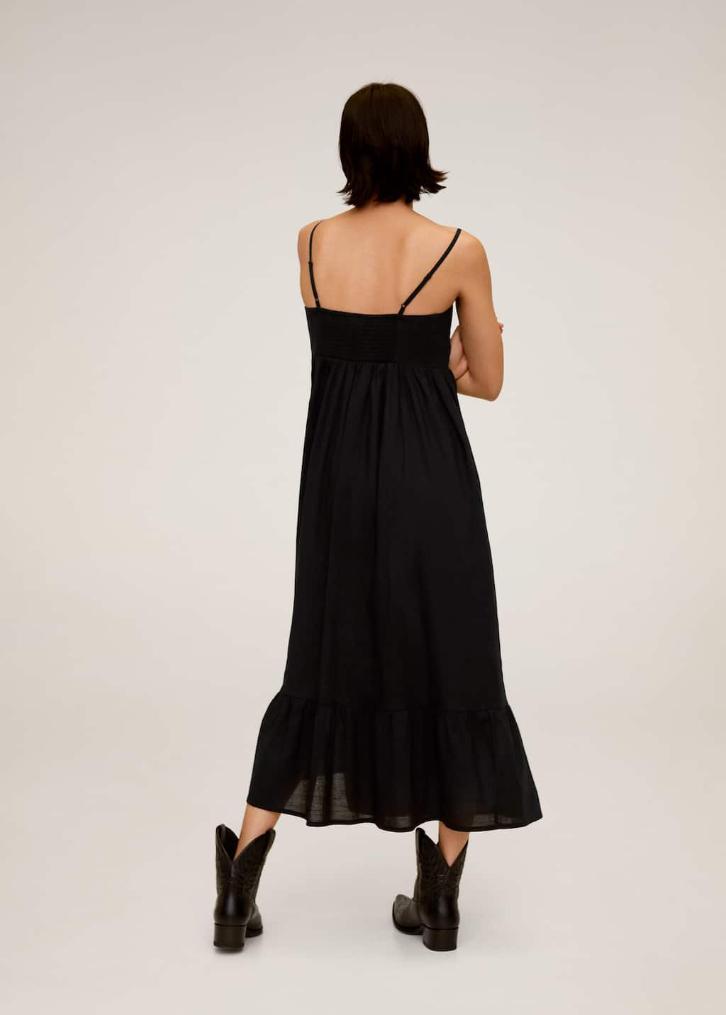 black cotton midi dress