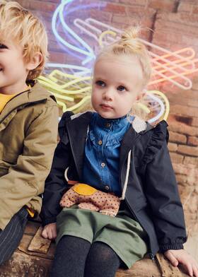 Chaqueta Tecnica Capucha Volantes Nina Mango Kids El Salvador