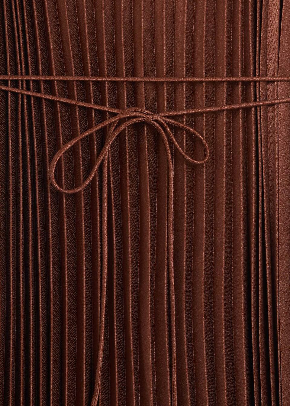 Pleated Satin Dress Woman Mango Mauritius