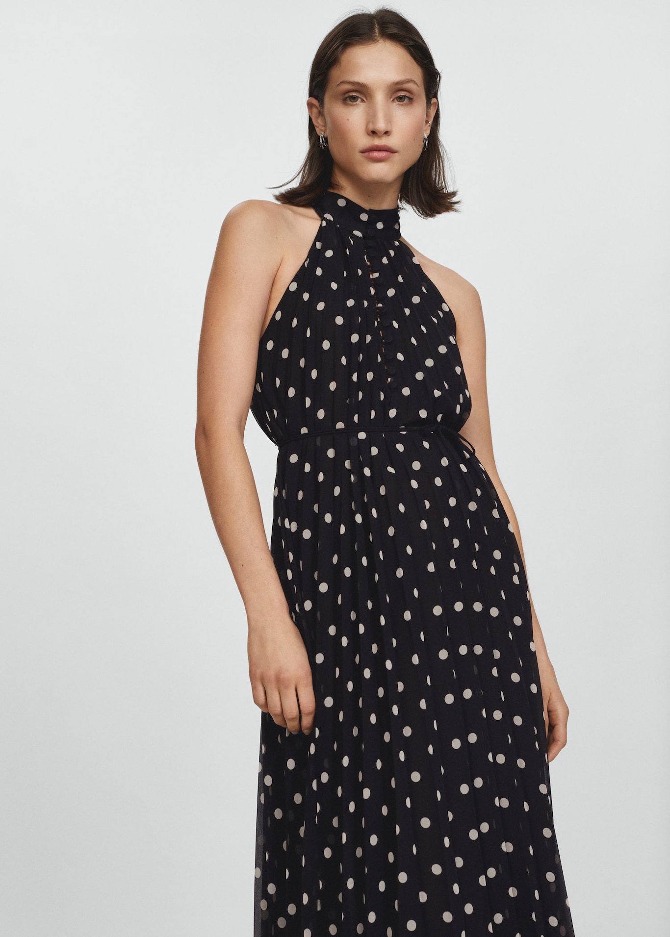 Polkadot pleated dress Woman Mango Serbia