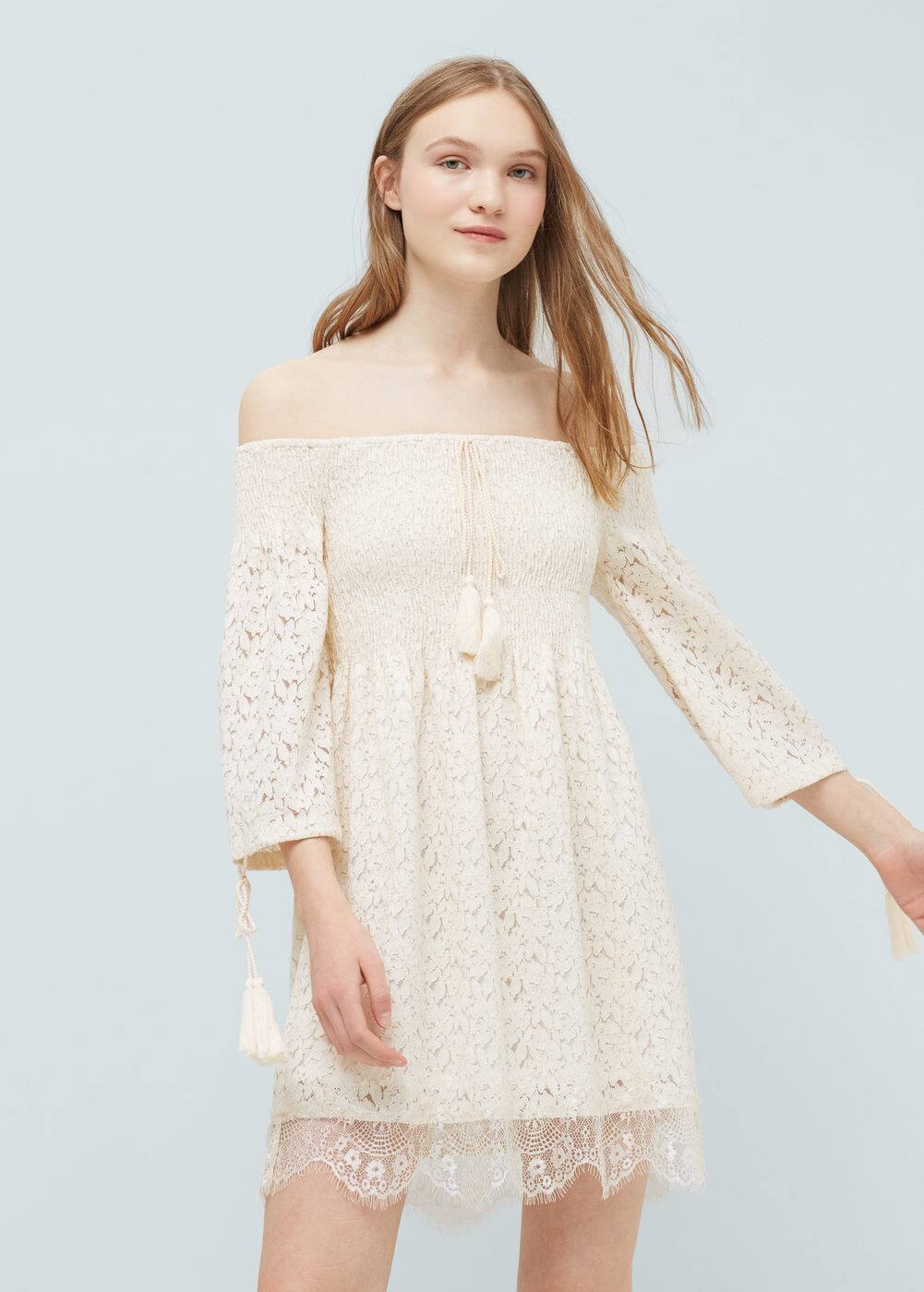 Vestido guipur algodón | MANGO