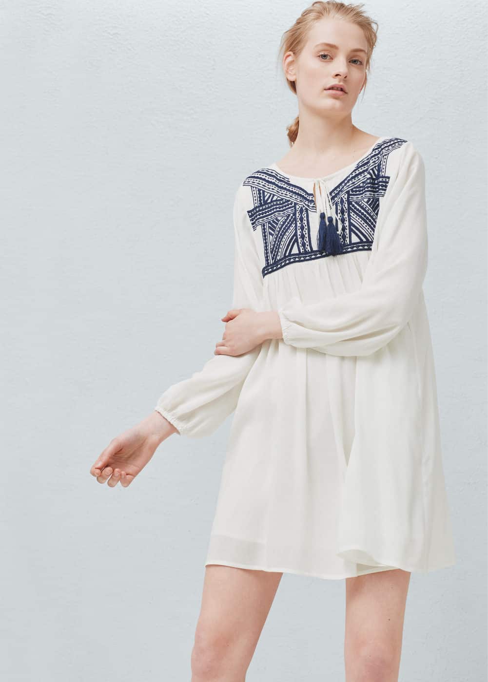 Embroidered panel dress | MANGO