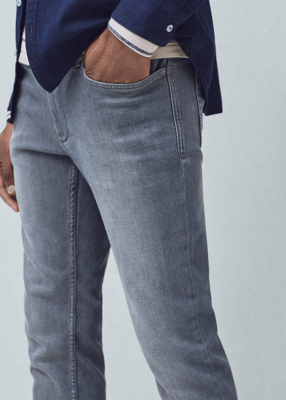 Slim-fit grey tim jeans | MANGO MAN