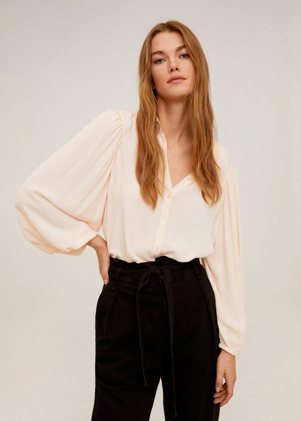 m-shan:blusa mangas abullonadas