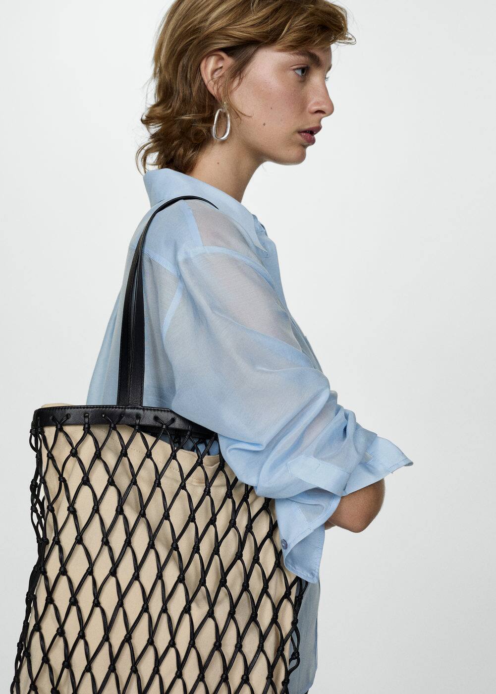 Mango Chemise Oversize Poches In Bleu Ciel