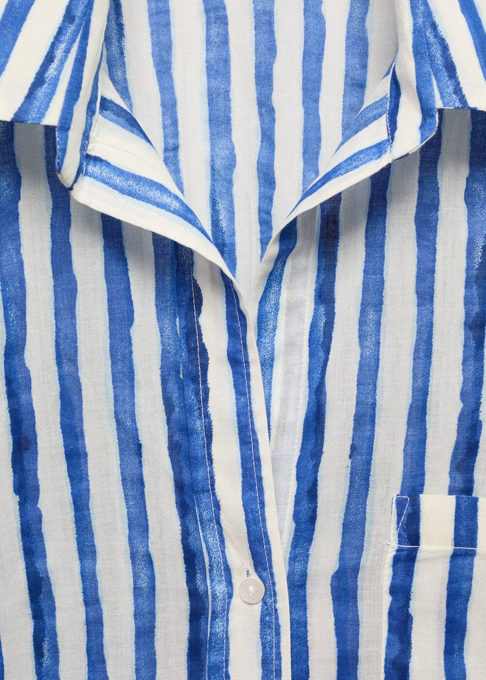 Mango 100% Cotton Striped Shirt Off White In Blanc Cassé