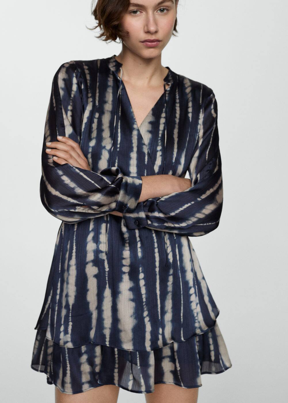 Printed satin dress Woman Mango India