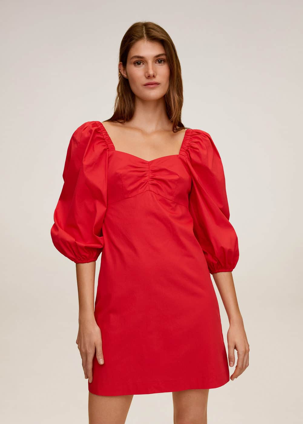 m-sleeve:vestido off-shoulder popelin