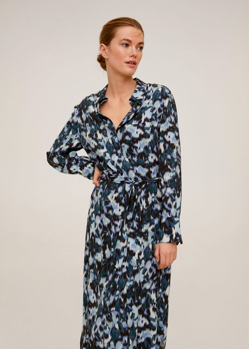 m-alexis:vestido camisero estampado abstracto