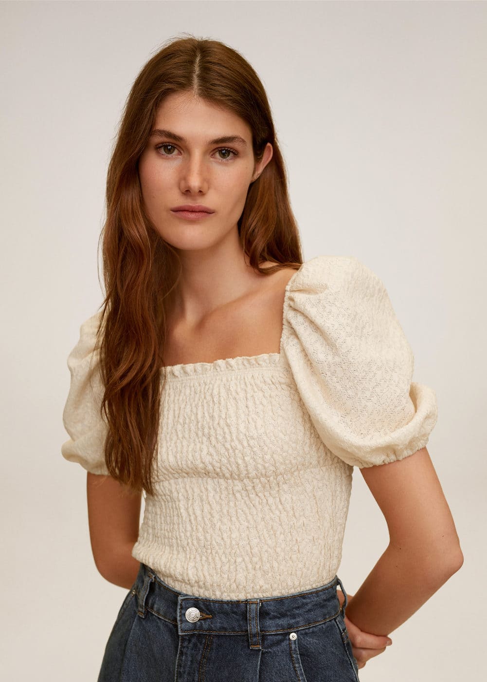 Elastic Panel T shirt Women Mango USA elastic-panel-t-shirt-women-mango-usa