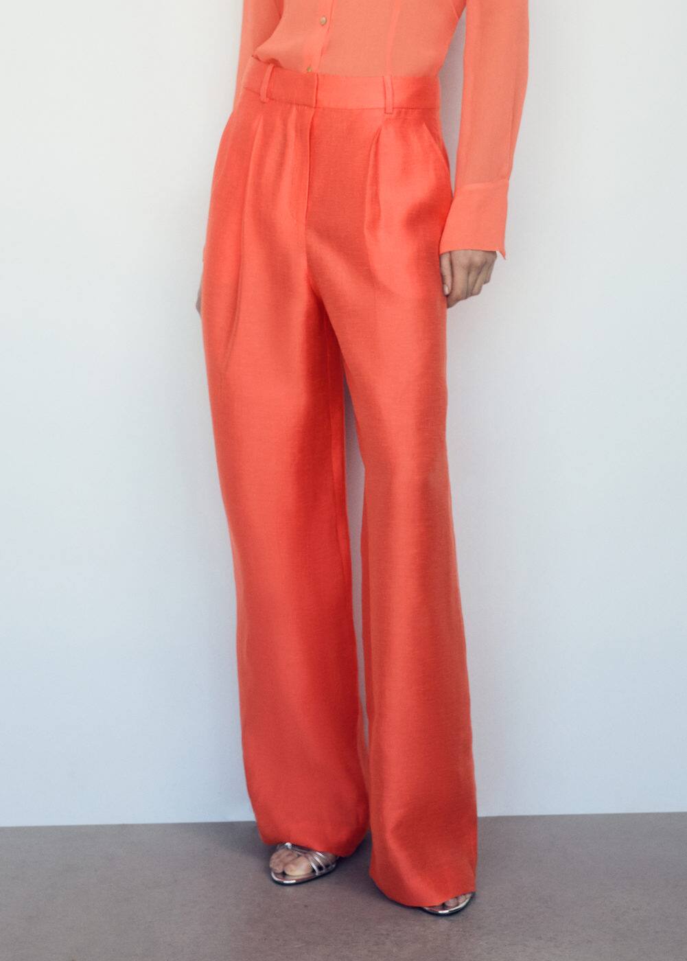 Wideleg linen trousers Woman Mango India