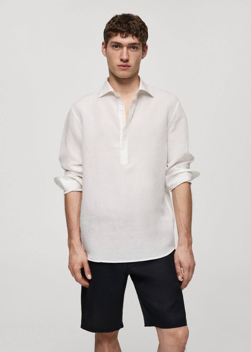 Relaxedfit linen shirt Man MNG Man Australia