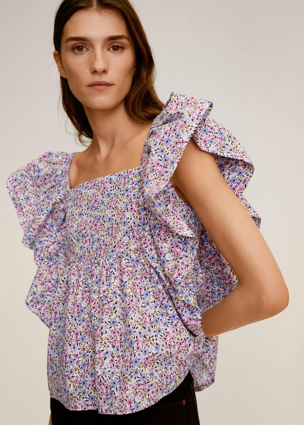 m-lilack:top floral volantes