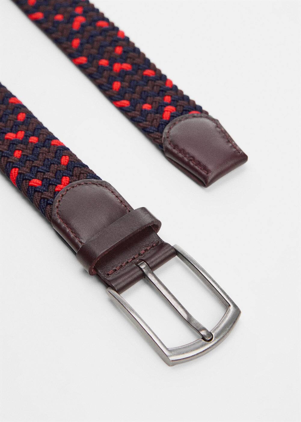 Shop Mango Braided Elastic Coloured Belt Dark Navy