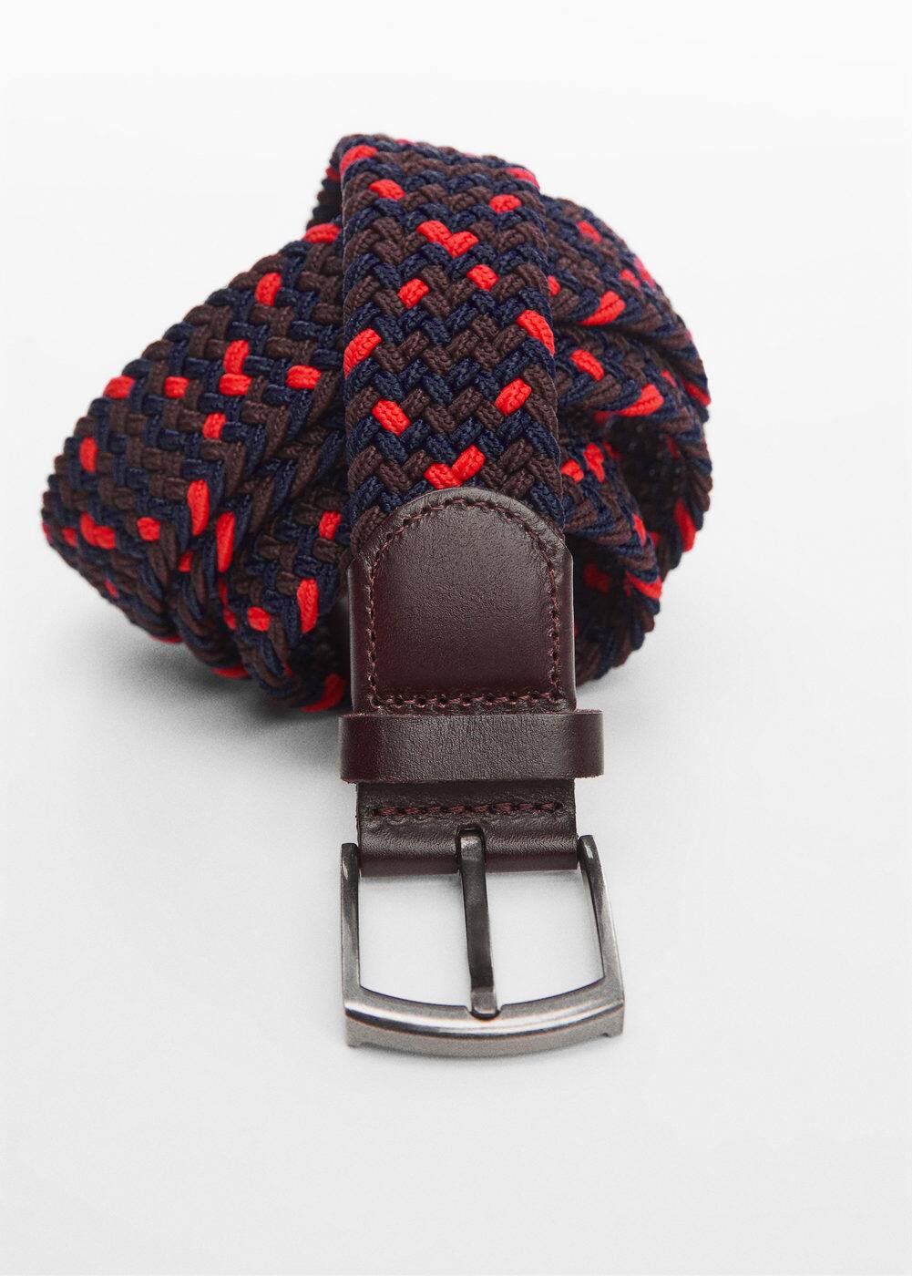 Shop Mango Braided Elastic Coloured Belt Dark Navy