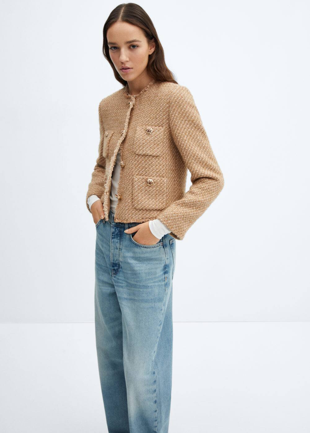 Tweed jacket with jewel buttons Women Mango USA