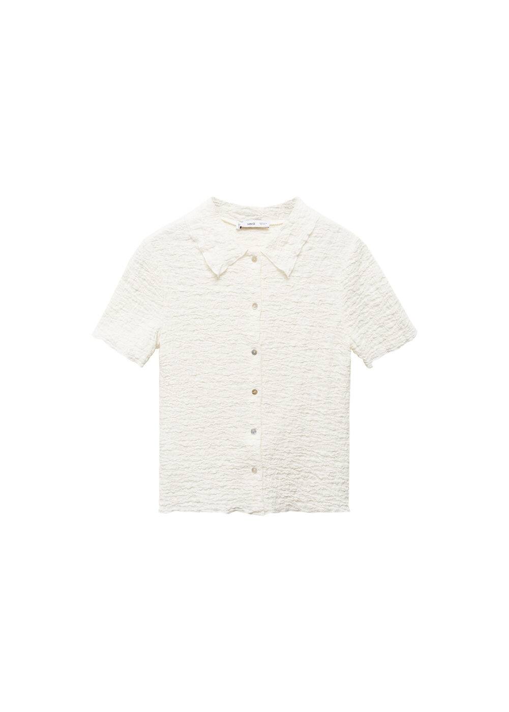 Mango Textured Cotton T-shirt Vanilla In Vanille