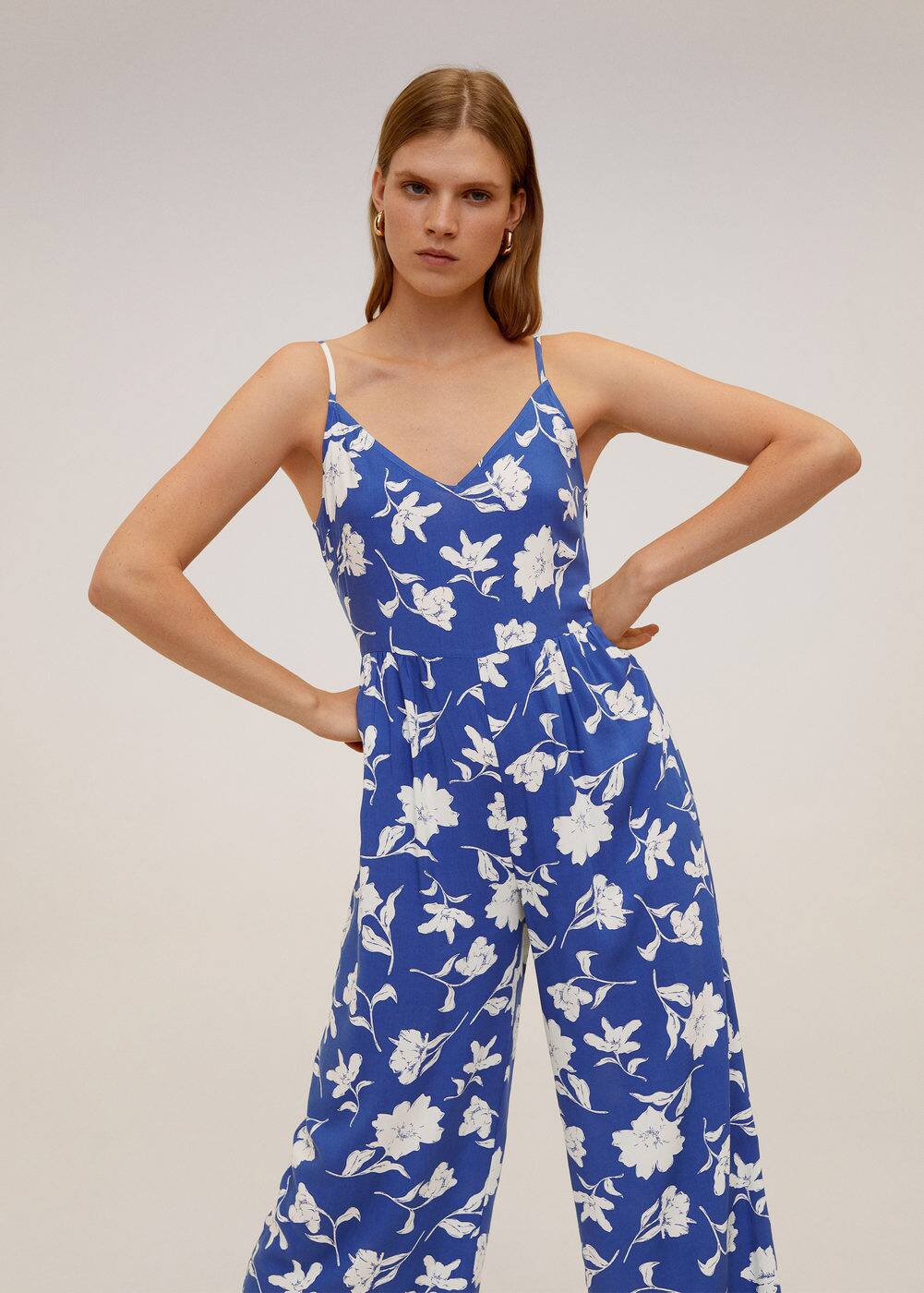 mango long printed jumpsuit