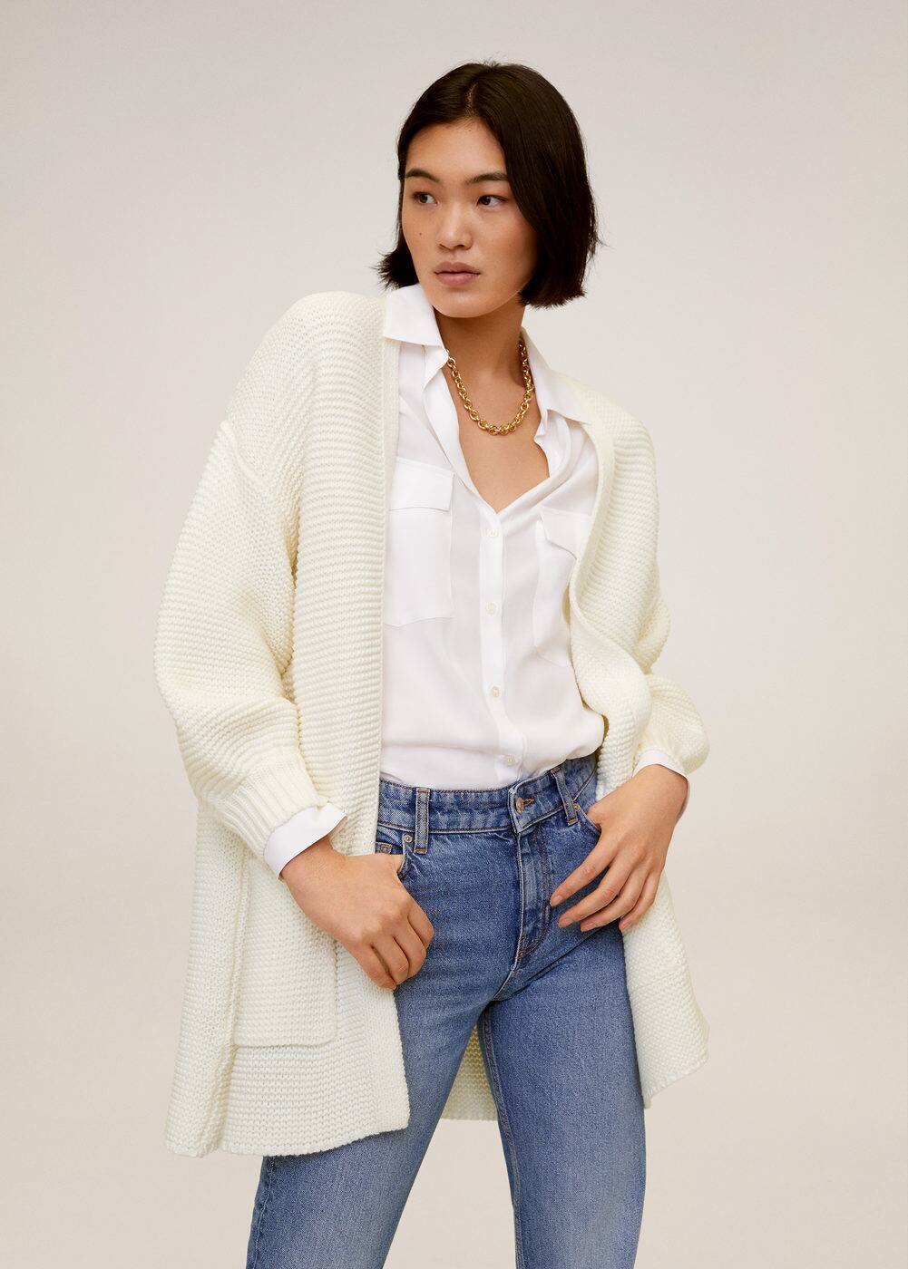 m-lemony:cardigan punto perlado