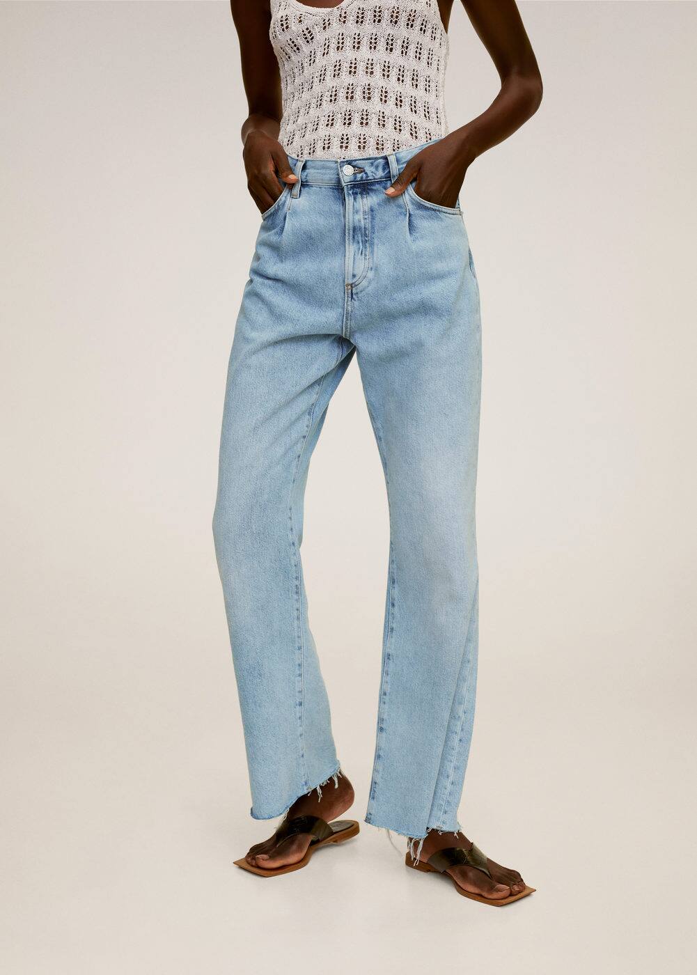 Jean taille haute pinces - Femme | Mango France jean à taille haute