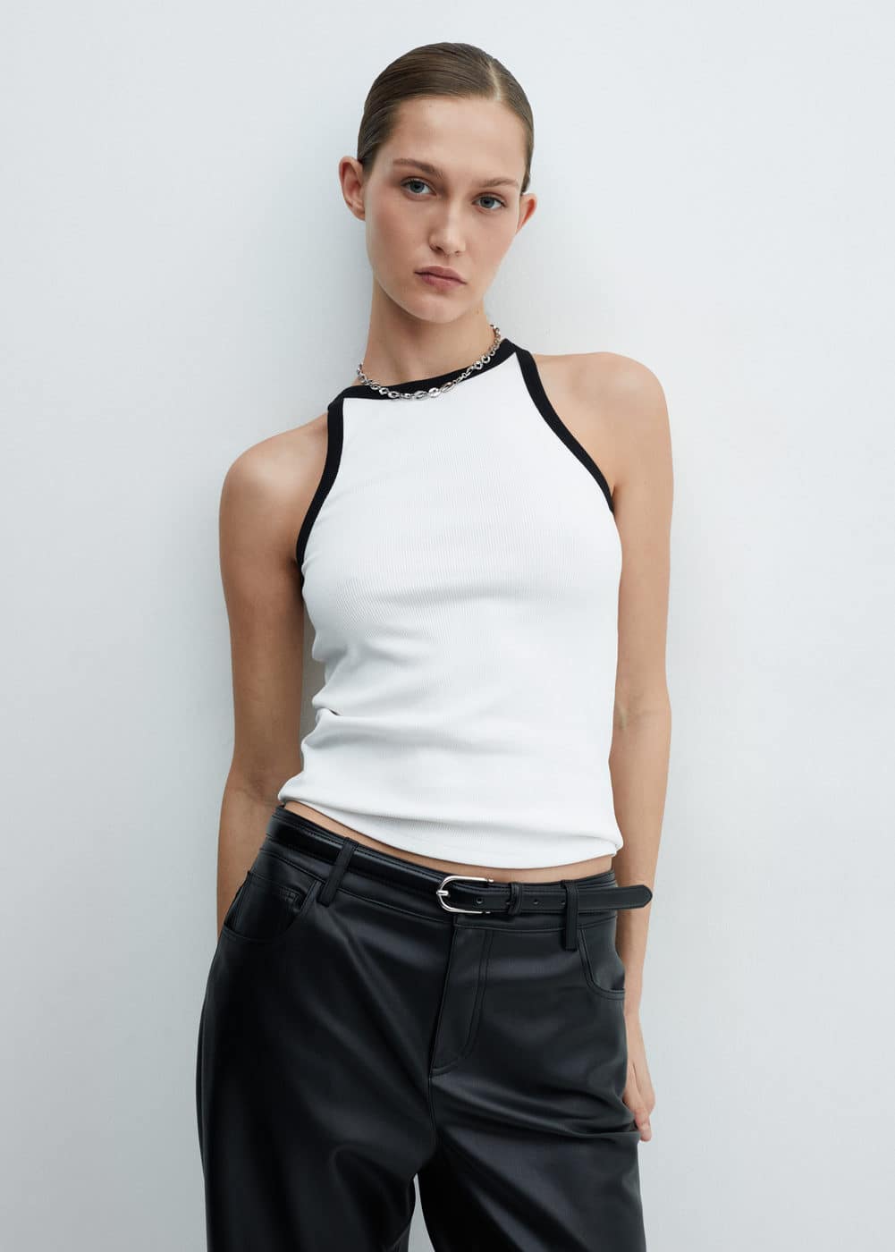 Contrast Trim Top Women Mango USA contrast-trim-top-women-mango-usa