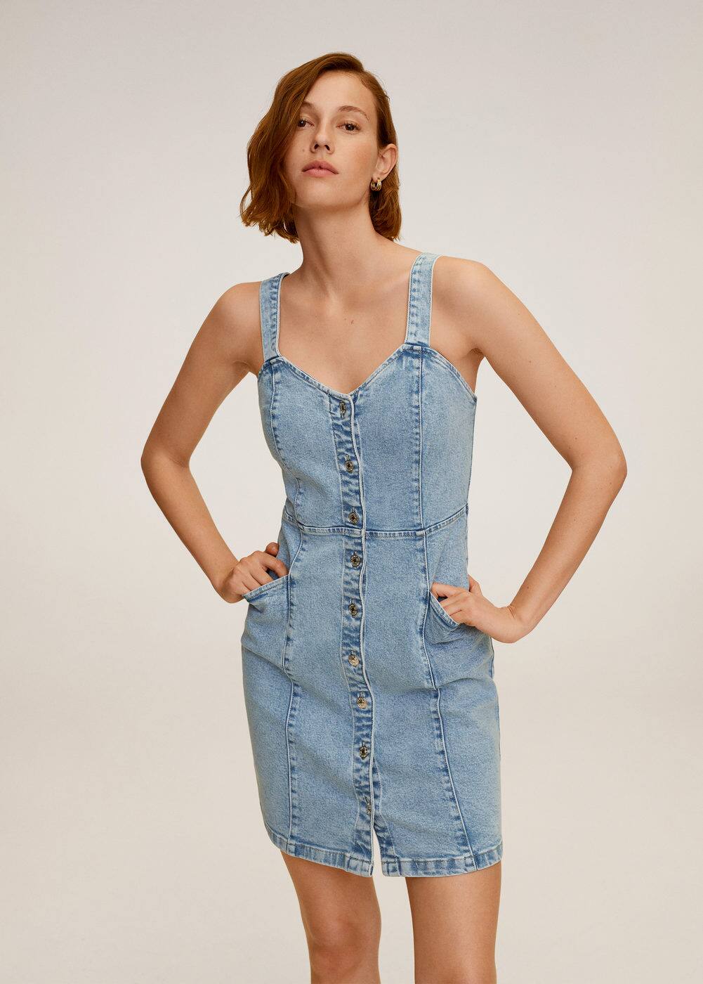 m-boho:vestido denim botones