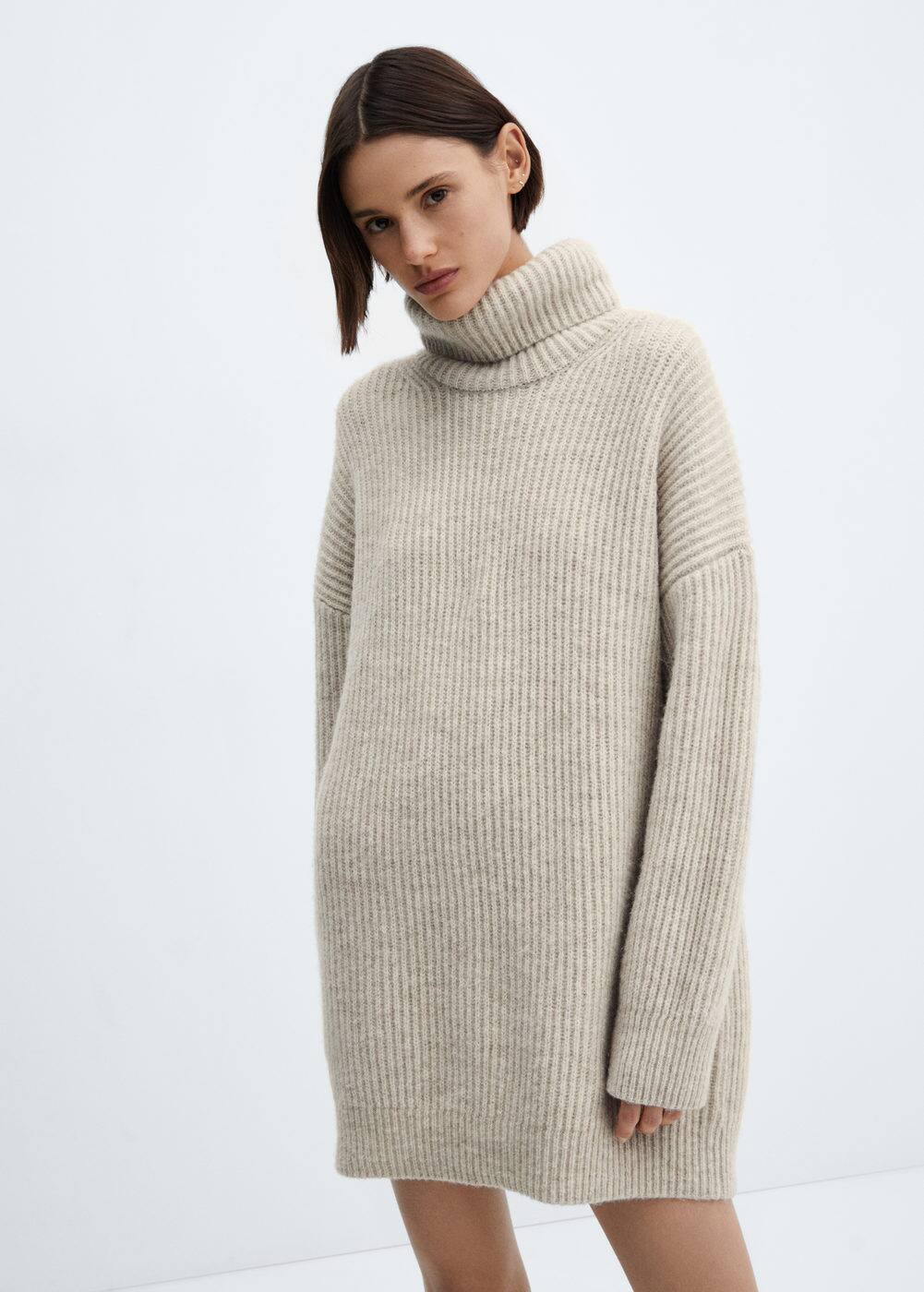 Ribbed turtleneck dress Woman Mango India