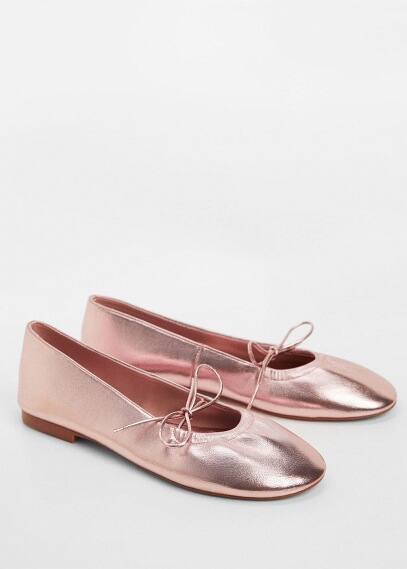 Mango Metallic Ballerinas Pink In Pink