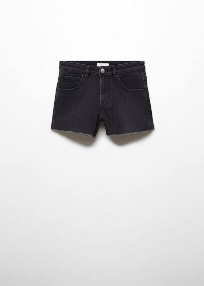 Mango Short Jean Taille Normale In Black Denim