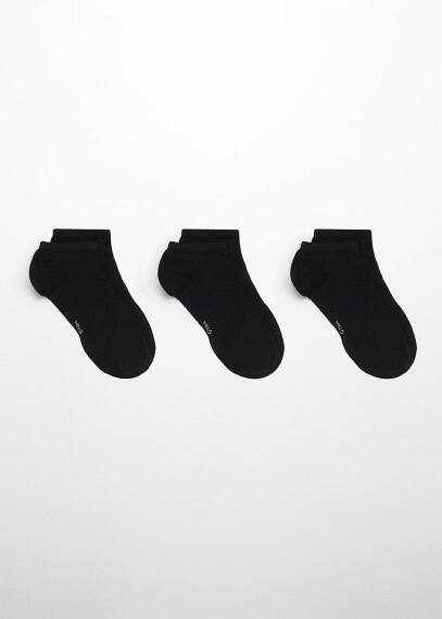 MANGO MAN PACK OF 3 PLAIN COTTON SOCKS BLACK