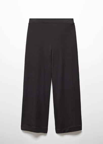 Shop Mango Elastic Waist Crop Trousers Black