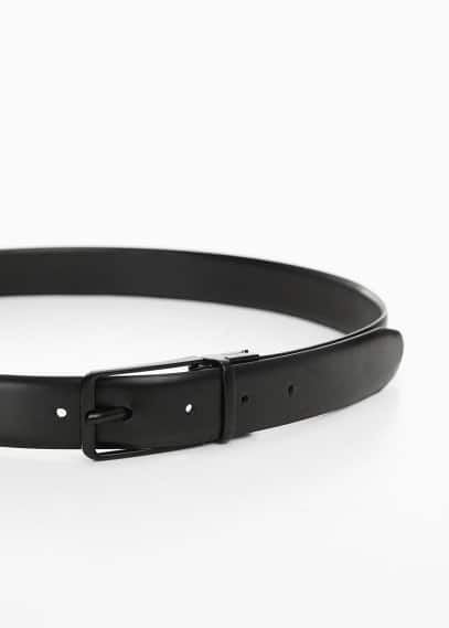 Leather reversible belt black