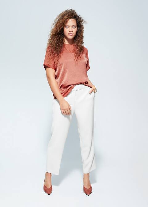 Полупрозрачная комбинированная блузка в крапинку - Общий план