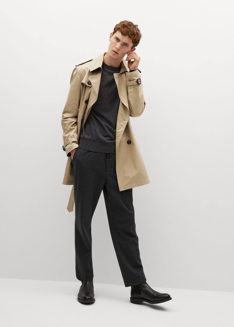 Water-repellent cotton trench - General plane