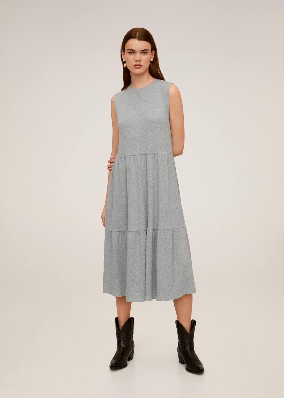 Ruffled Ribbed Dress Woman Mango Hungary