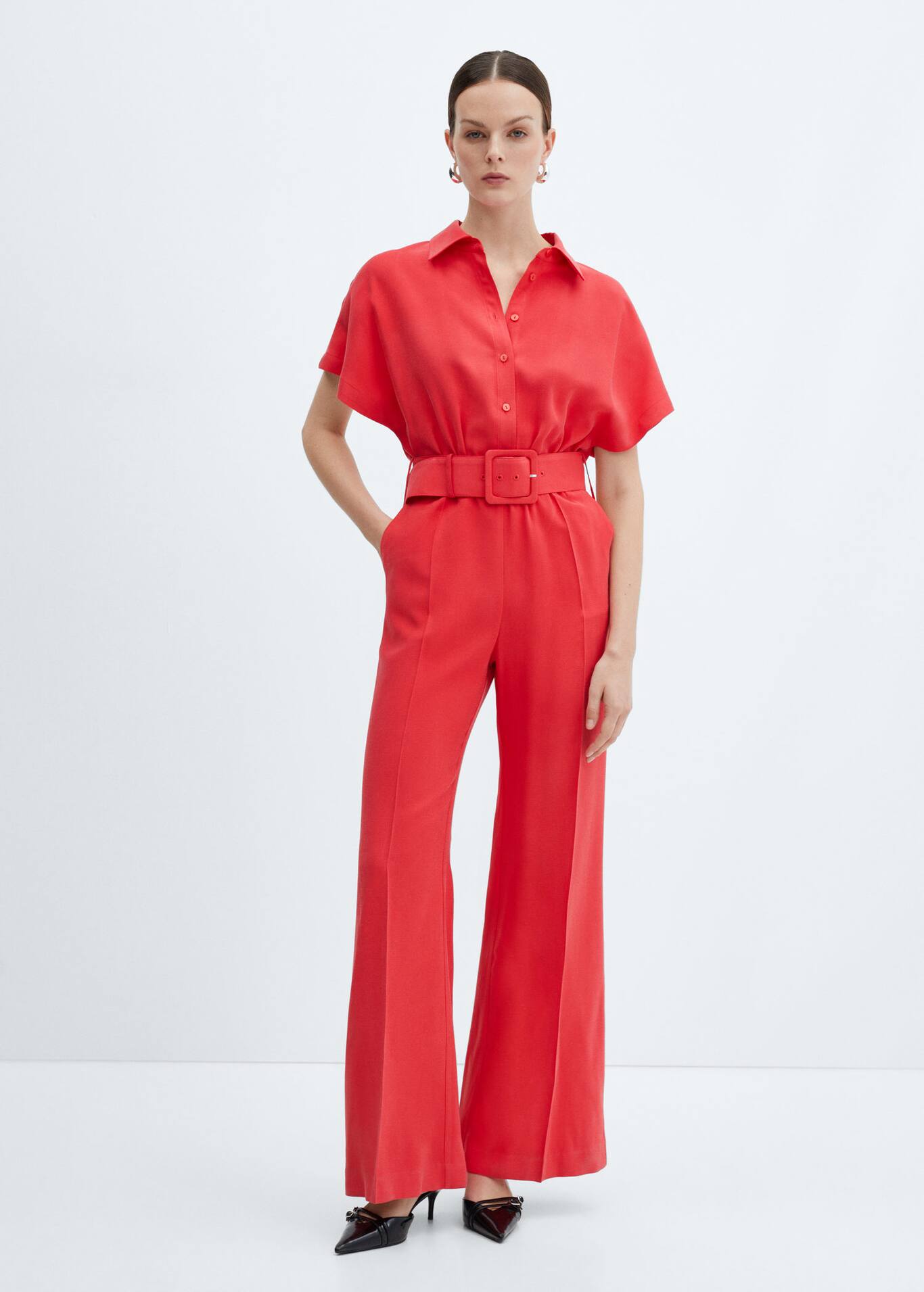 Belt long jumpsuit - Women | Mango USA