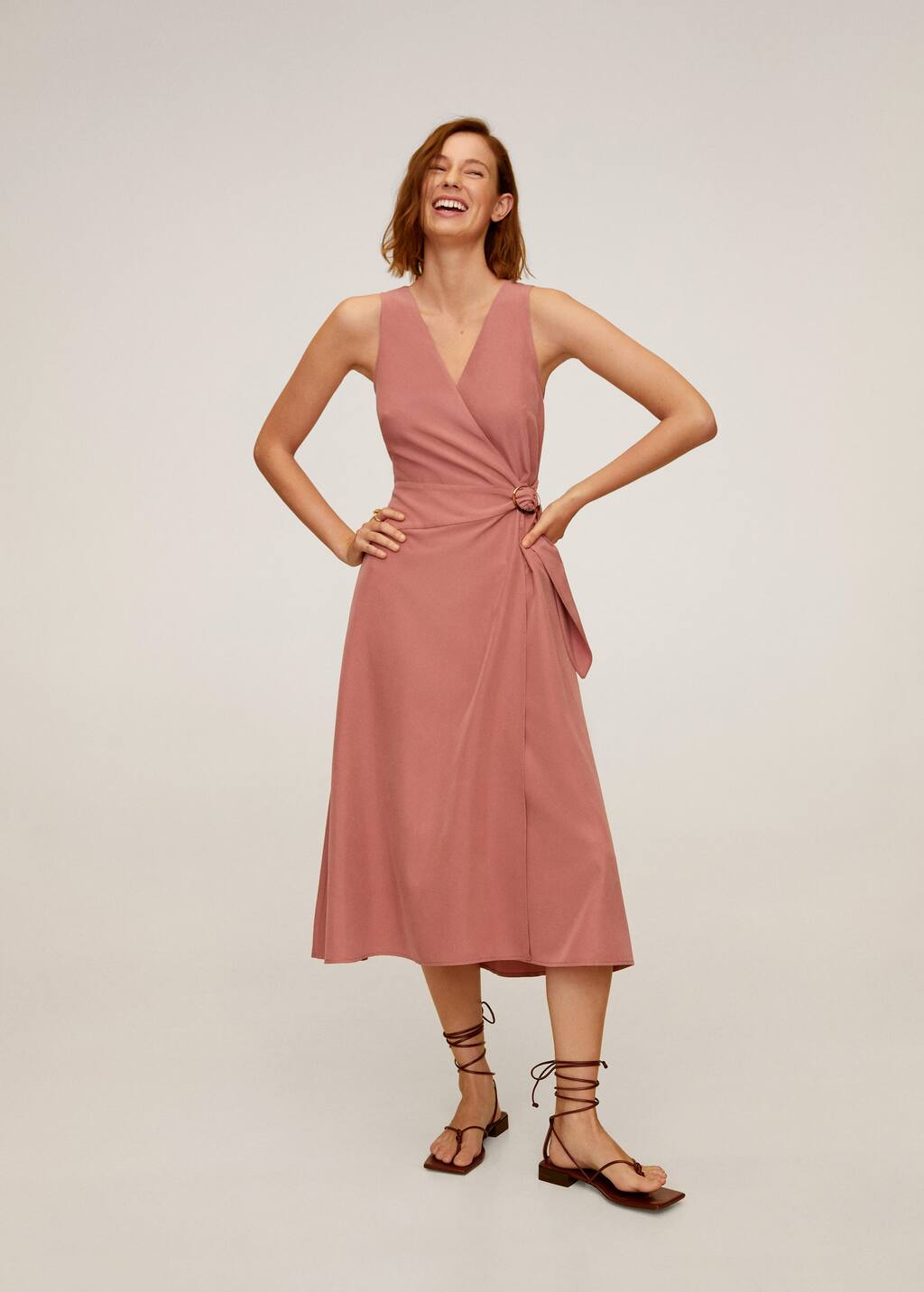 mango satin wrap dress