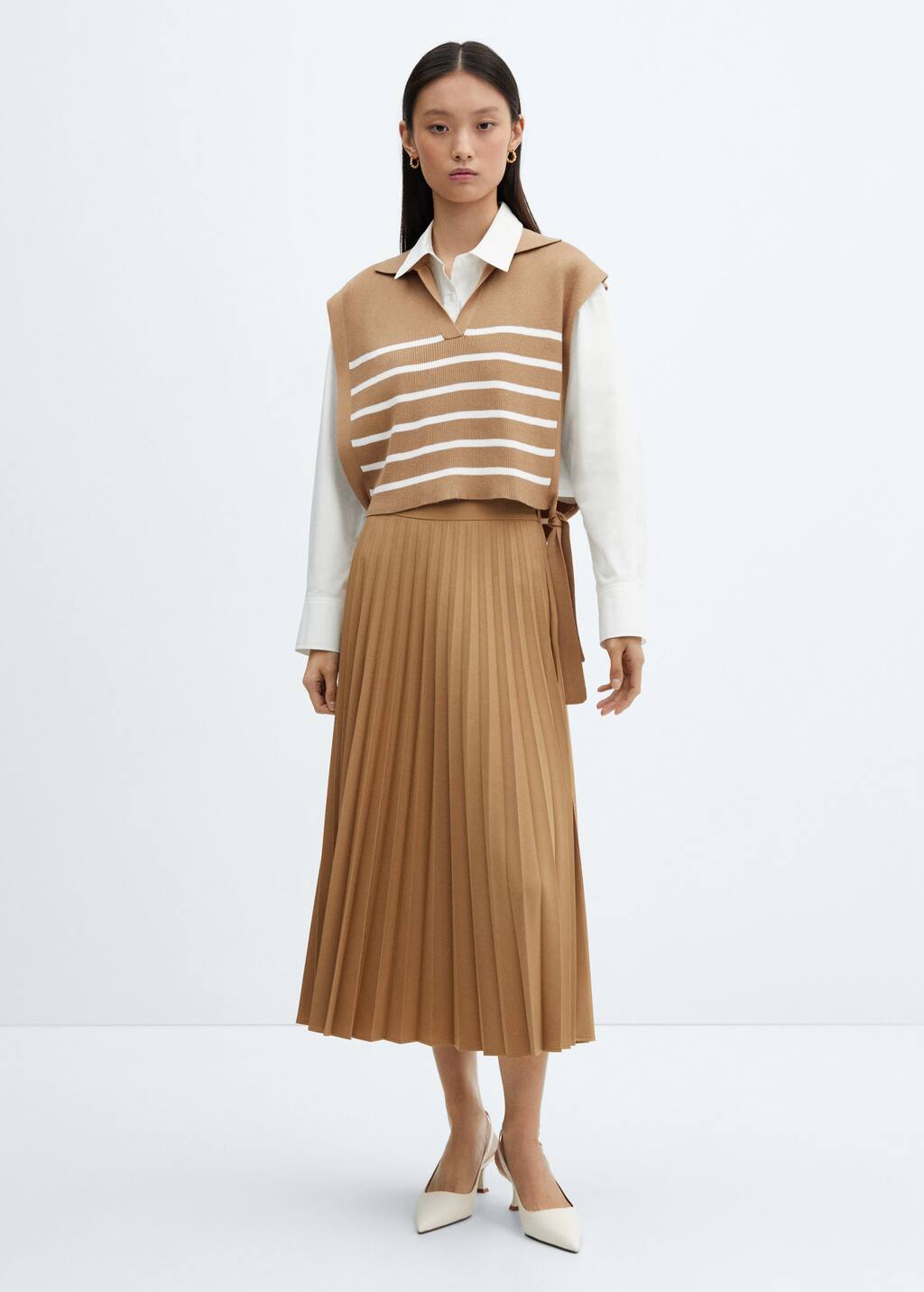 Mango Striped vest with bow detail - 67040369-08