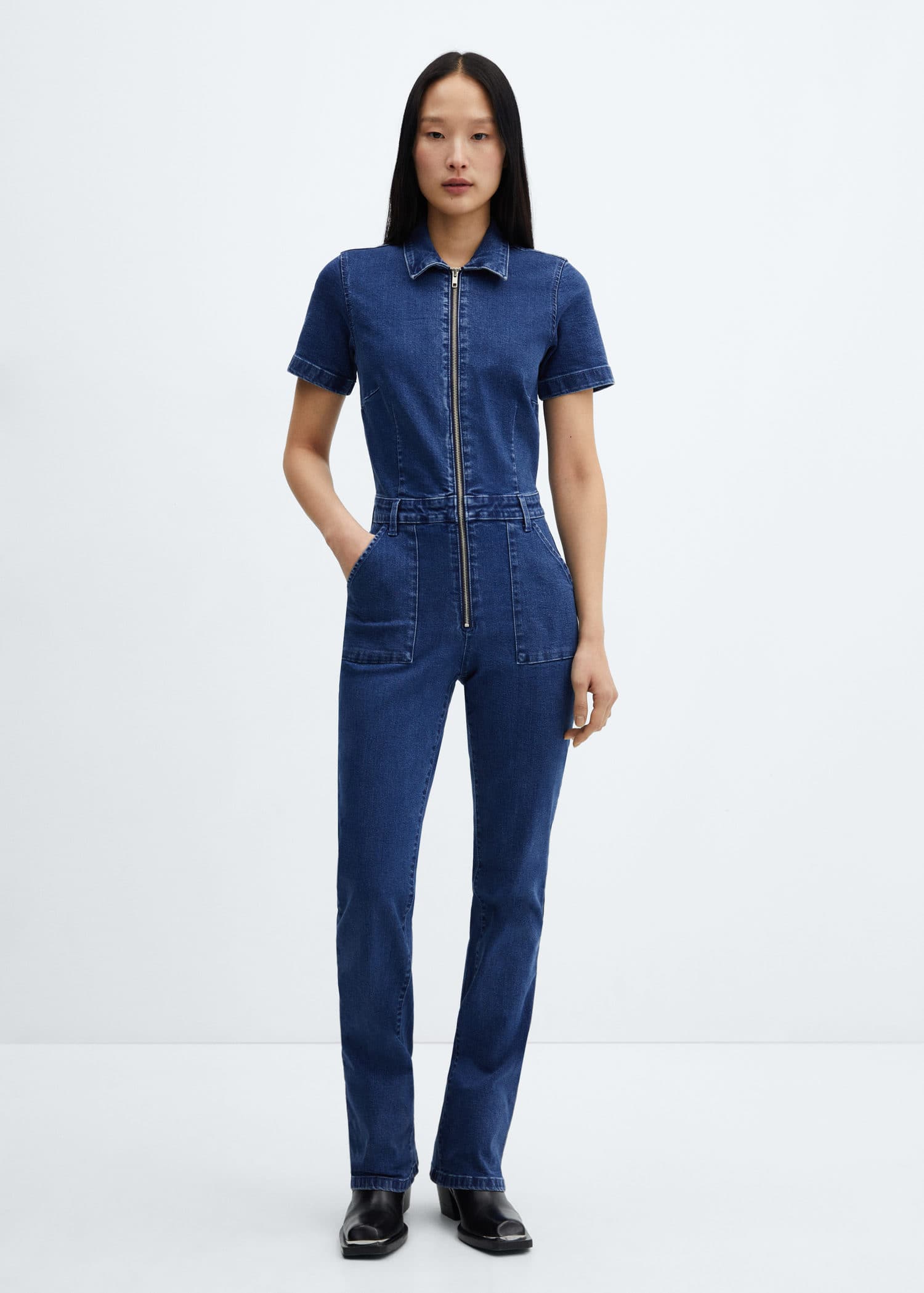 Denim zipper jumpsuit Woman Mango Thailand
