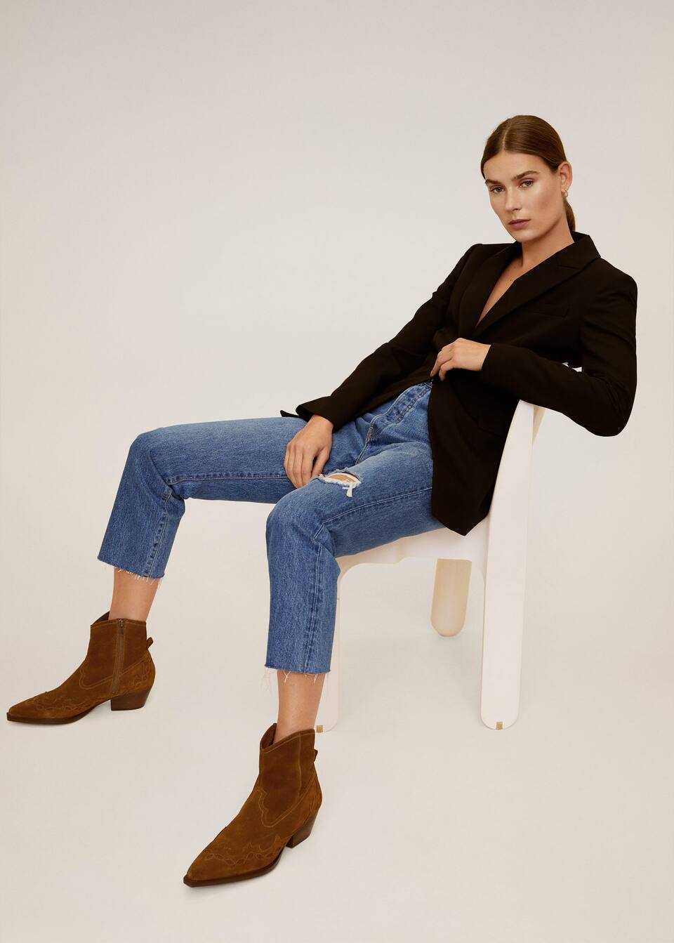 deri western yarim bot kadin mango