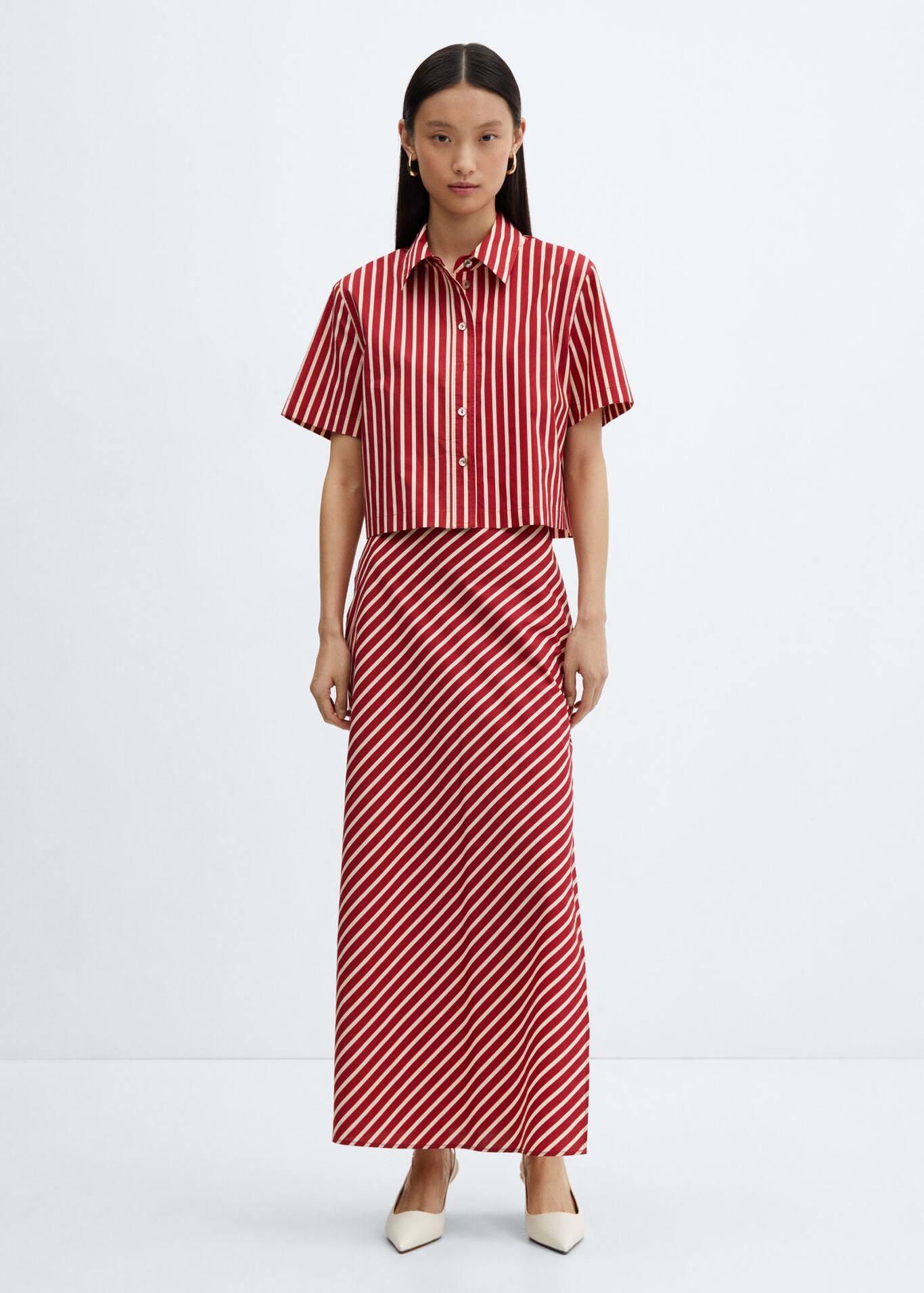 Slit striped skirt Women Mango USA