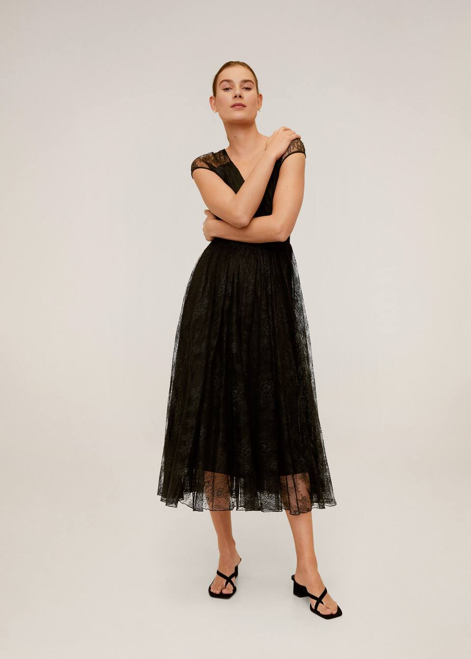 Kanten Midi Jurk Dames Mango Nederland