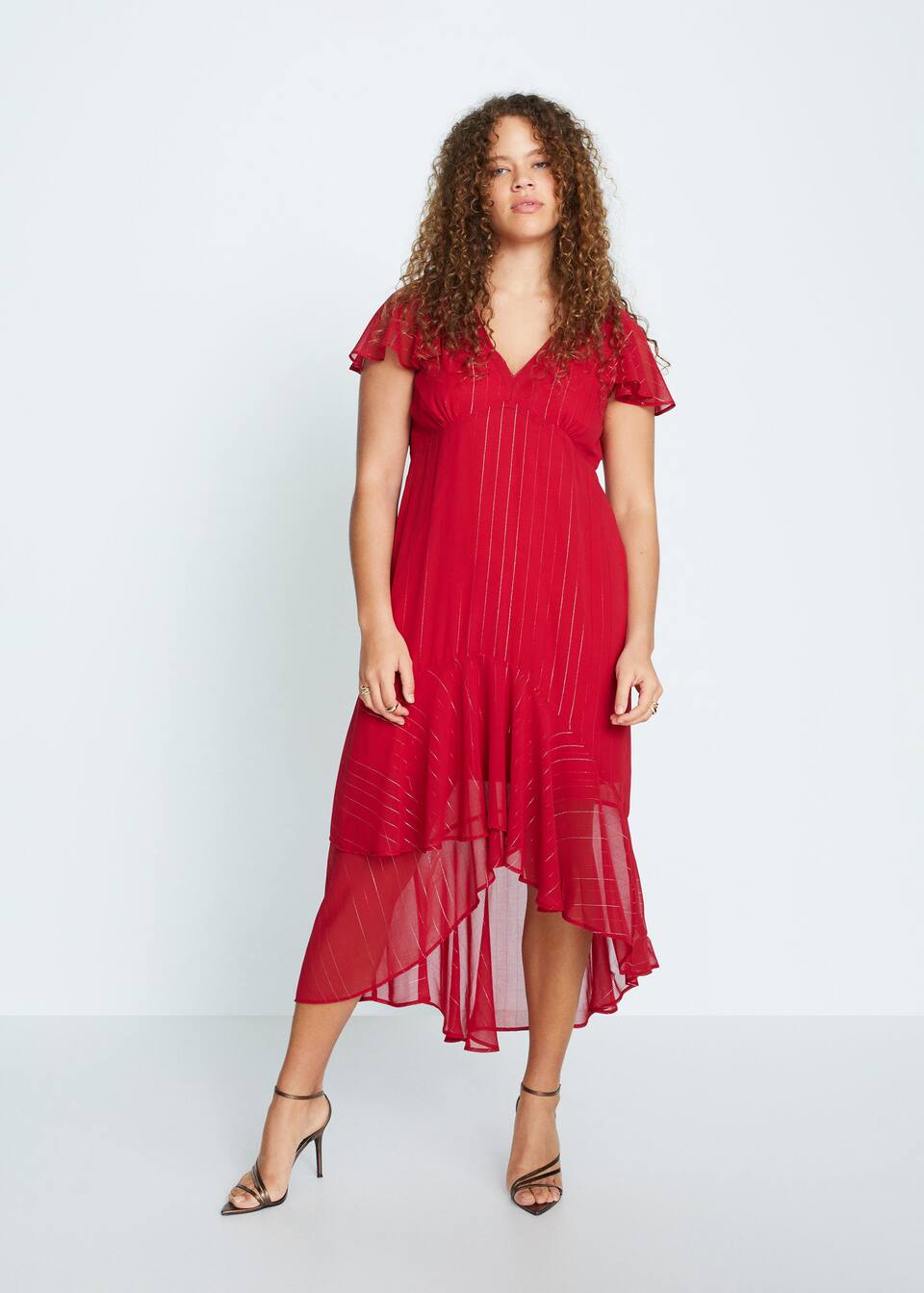 Ruffled Midi Dress Plus Sizes Violeta By Mango Singapore