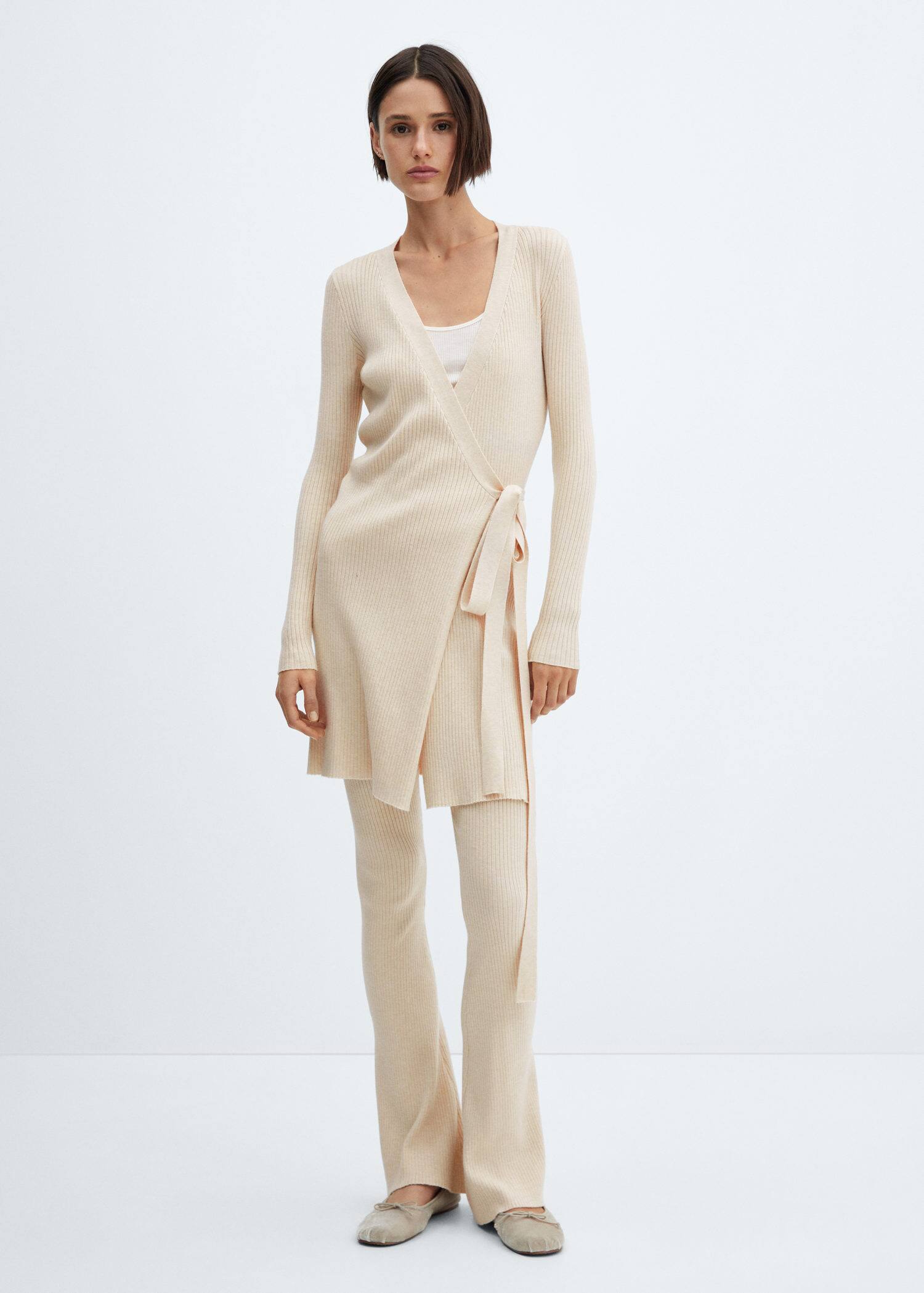 Wrap cable knit cardigan Woman Mango Ireland