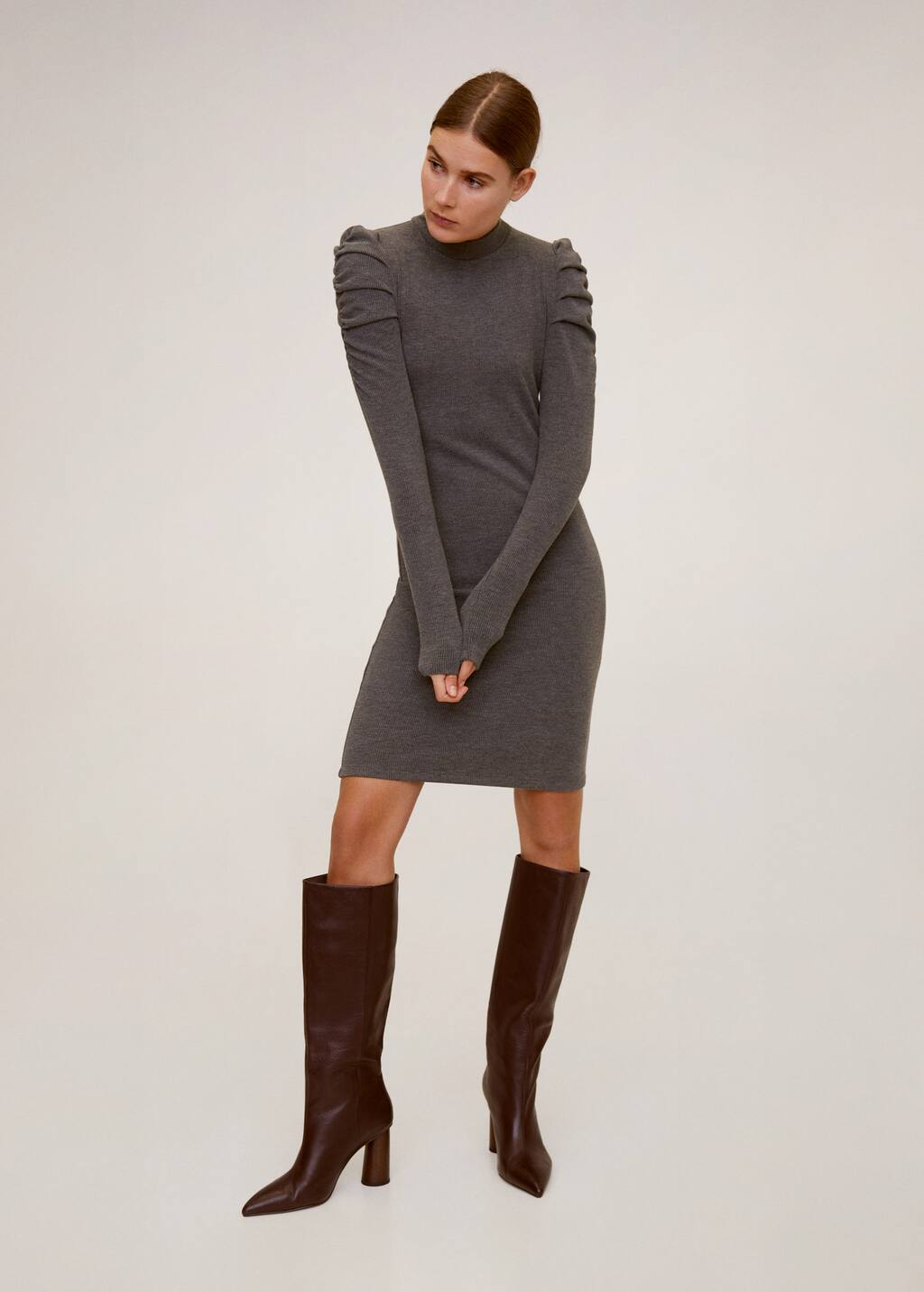 Mango Gathered shoulders knit dress 67081001 94