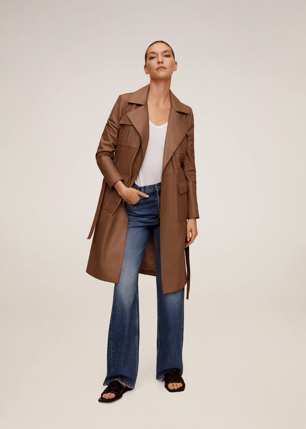mango leather trench