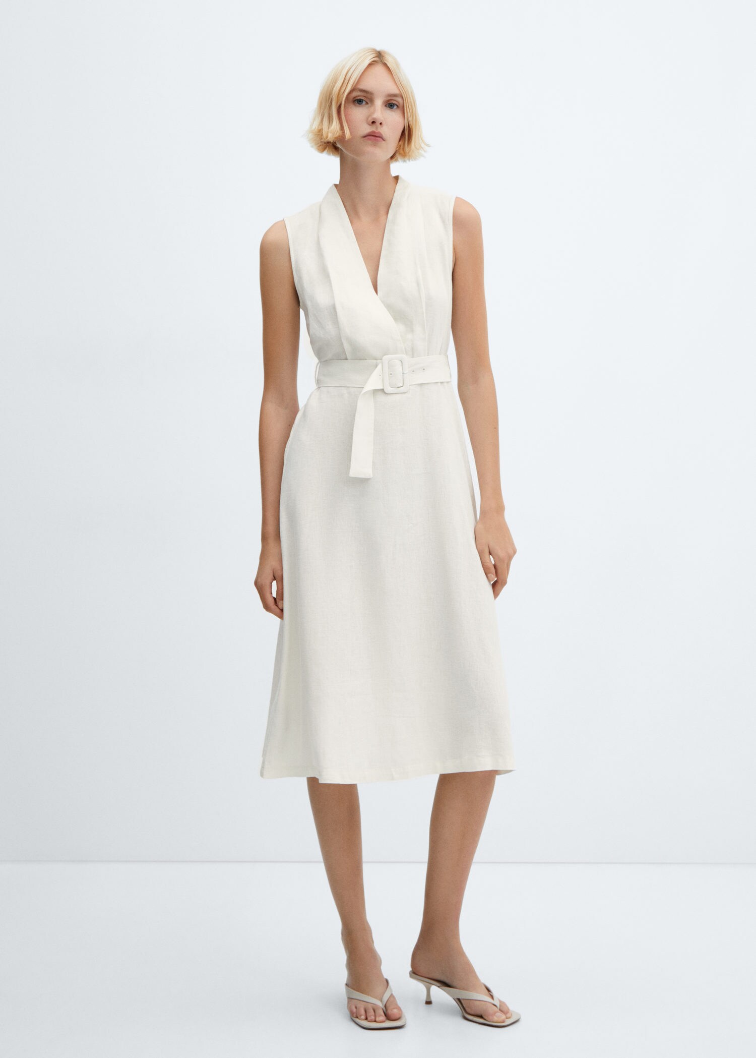 Belt linen dress Woman Mango India