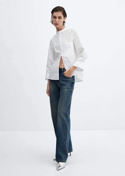 Mango Buttoned Cotton Shirt Off White