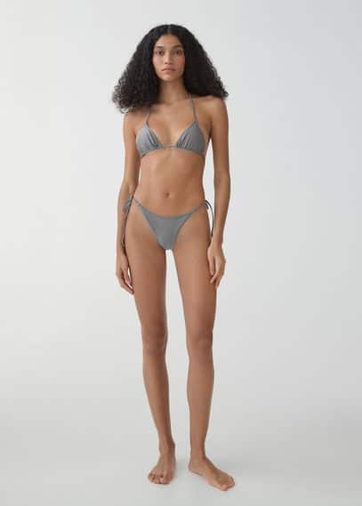 Mango Metallic Bikini Top Grey In Gris