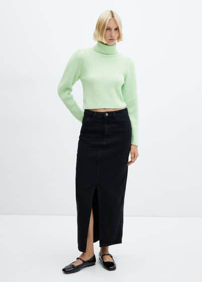 Turtleneck knitted sweater green apple